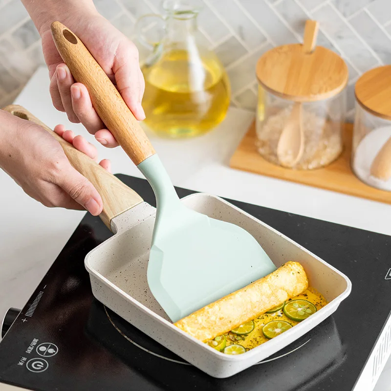シリコン広口ヘラ,タマゴヤキシャベル,焦げ付き防止木製ハンド - Okonomiyaki Spatula のレビューと価格